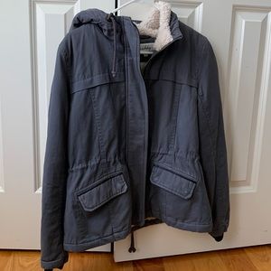 Sebby Fleece-Lined Gray Hooded Jacket